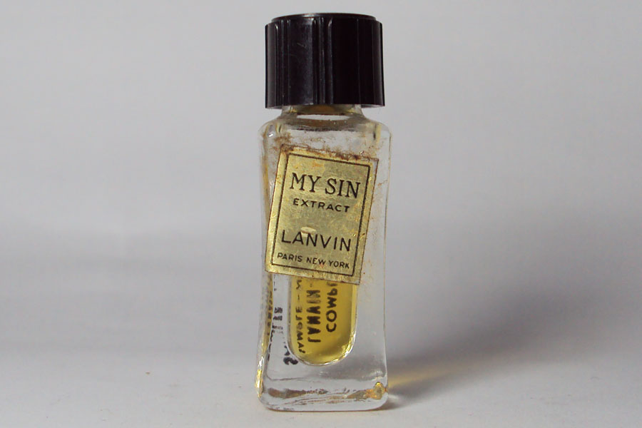 My  Sin Extract modèle USA au dos " Compliment Of Lanvin parfums INC Sample - Not for sale " hauteur 4.3 cm  de Lanvin 