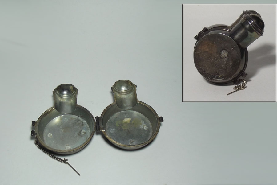 Cavale coque en métal pouvant contenir un flacon '( vendu sans flacon) de Fabergé 